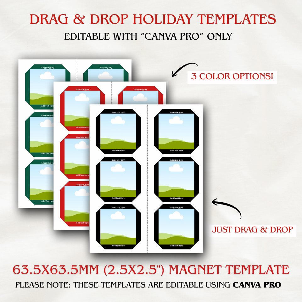 2.5x2.5 (63.5x63.5mm) Holiday Magnet Templates