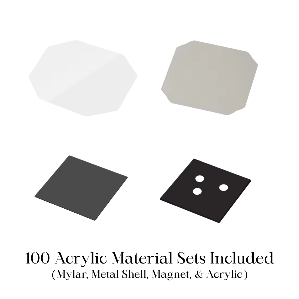 50x50mm (2x2") Magnet Machine w/ Cutter & 100 Cardboard OR Acrylic Material Set Options