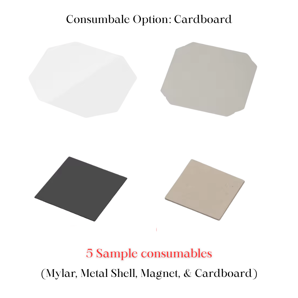 5 Cardboard Consumable Samples for 50x50mm (2x2") Magnet Machine