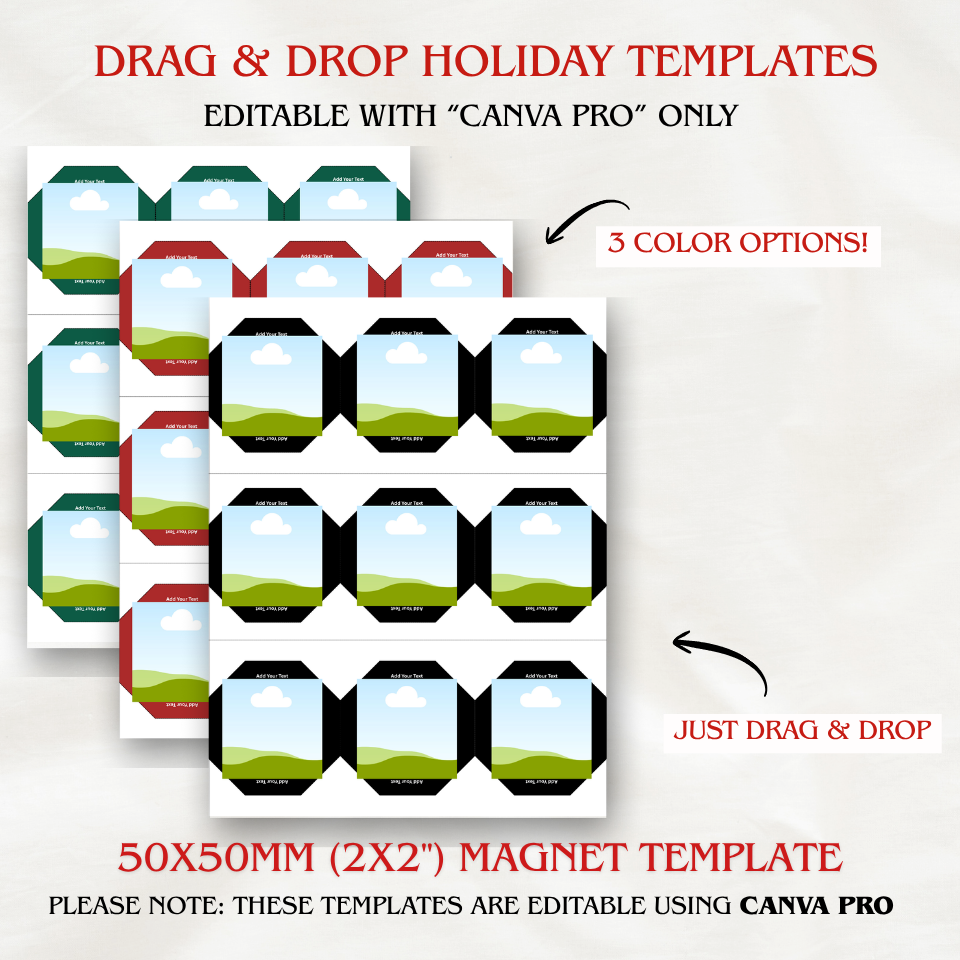 2x2 (50x50mm) Holiday Magnet Templates