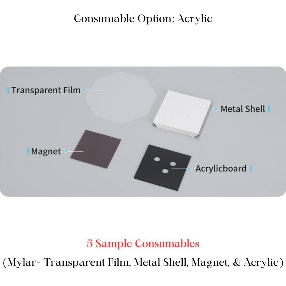 5 Acrylic Consumable Samples for 50x50mm (2x2") Magnet Machine