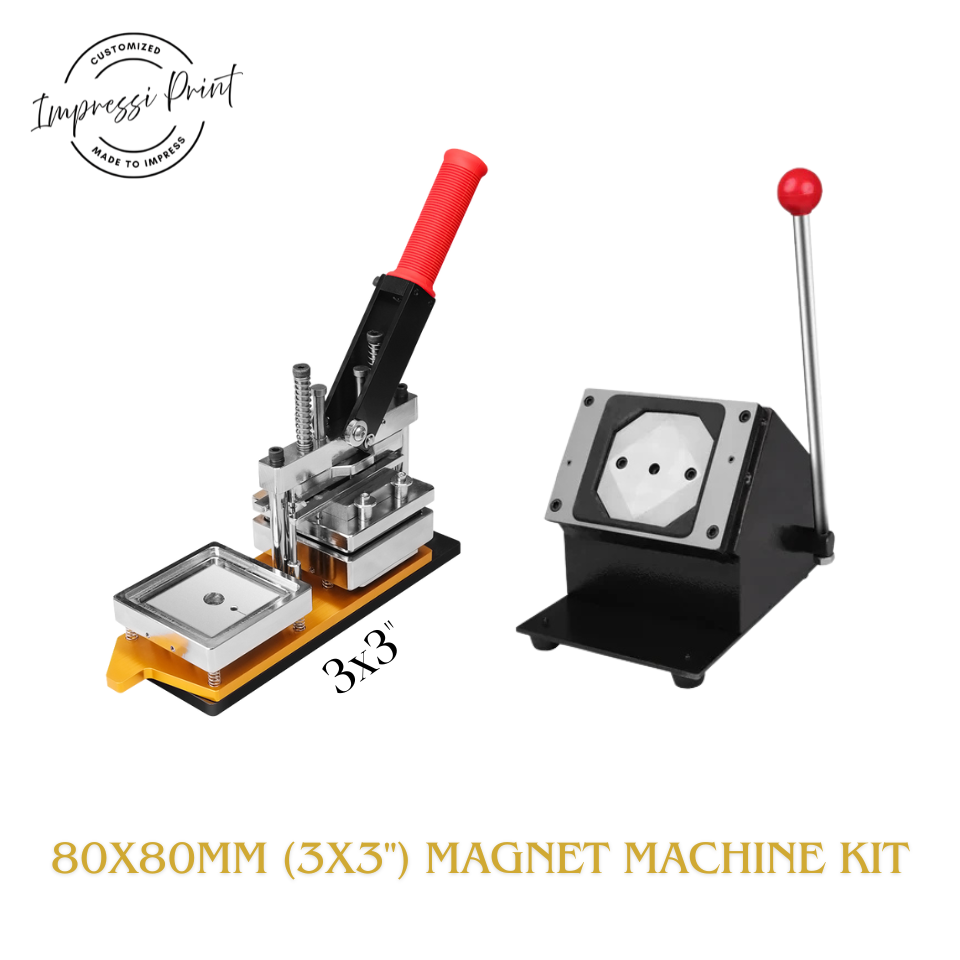 80x80mm (3x3") Magnet Machine w/ Cutter. Acrylic or Cardboard Options