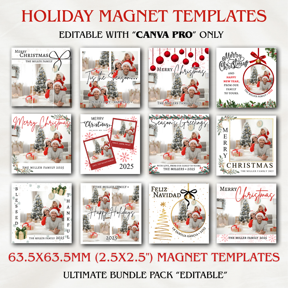 2.5x2.5 (63.5x63.5mm) Holiday Magnet Templates