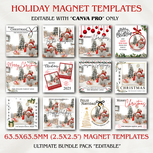 2.5x2.5 (63.5x63.5mm) Holiday Magnet Templates