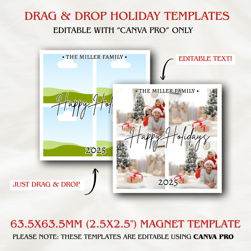 2.5x2.5 (63.5x63.5mm) Holiday Magnet Templates