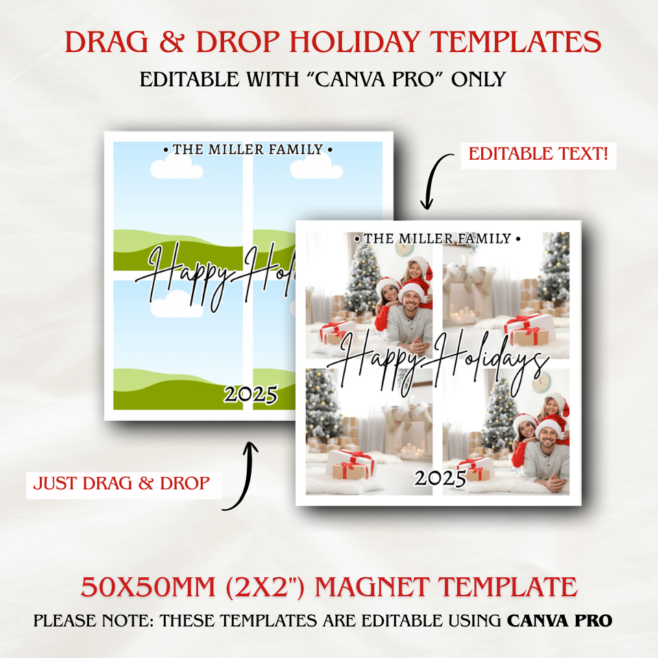 2x2 (50x50mm) Holiday Magnet Templates