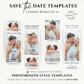 Save the Date Flexible Templates- Photobooth Style Ultimate Bundle Set #1A